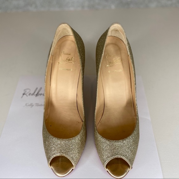 ❤️SOLD Christian Louboutin Gold Glitter Wedge - Picture 4 of 8